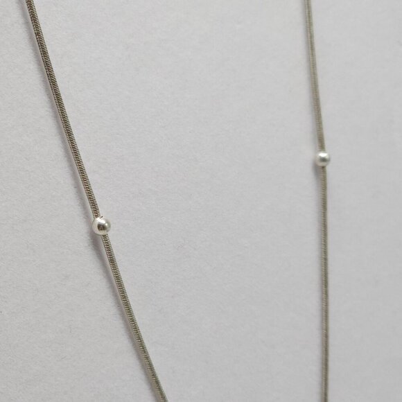 Sterling Silver Beaded Necklace With Textured Center Ball Smooth Accents Vintage - Picture 3 of 6